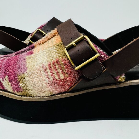 Free People Astro Platform Mules in Red Plaid Size 9 NWT - Picture 7 of 13